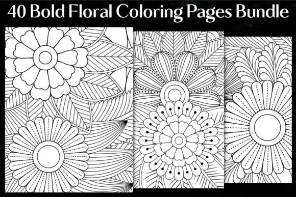 Download Bold Floral Coloring Pages Bundle - Coloring pages bundle Collection
