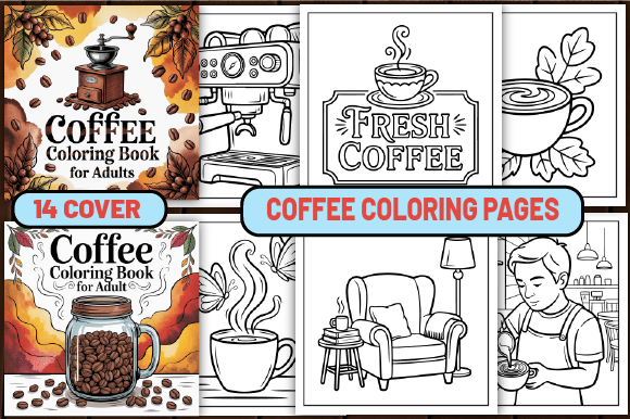 Download 40 Coffee Coloring Pages for Adult - Premium Bundle